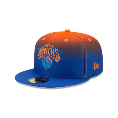 Blue New York Knicks Hat - New Era NBA Back Half 59FIFTY Fitted Caps USA5123607